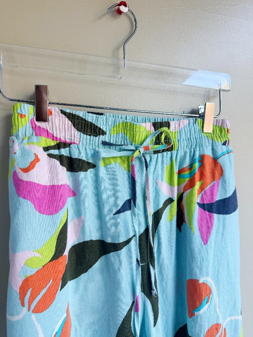 Universal Thread Blue Tropical Floral Botanical Pull-On Pants with Pockets